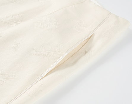 COMME MOI Lu Yan designer high-intelligence commuter silk wool jacquard wide-leg pants - BIEBER.