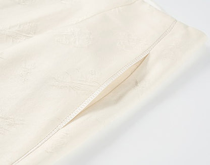 COMME MOI Lu Yan designer high-intelligence commuter silk wool jacquard wide-leg pants - BIEBER.