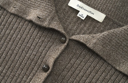 ZHUCHONGYUN Ribbed Wool Knit Long Sleeve Top-TYLER.