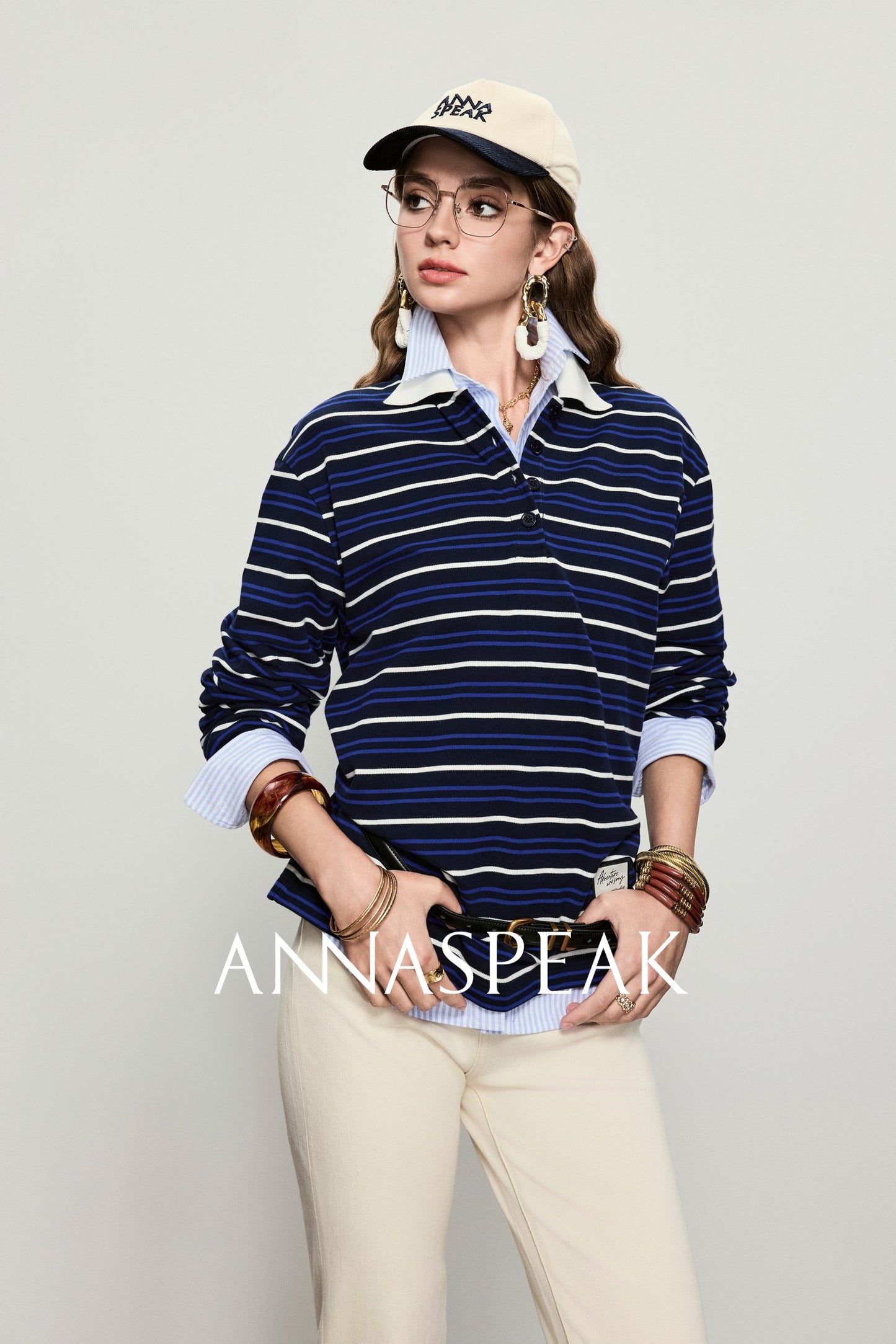 ANNASPEAK color loose striped knit long dress-MUA.