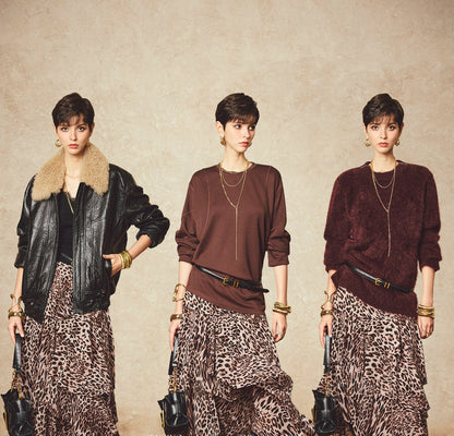ANNASPEAK "Wilderness" layered leopard print flowing chiffon skirt-DIOR.