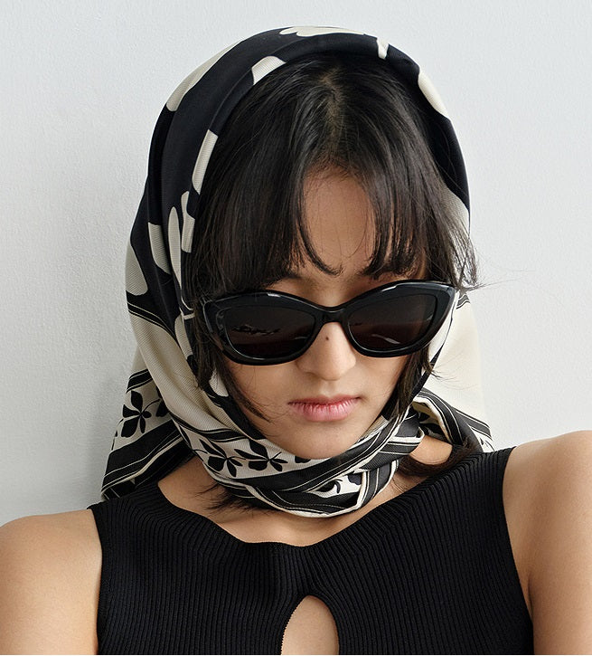 COMME MOI  summer women's double-sided printed silk scarf - NINA.