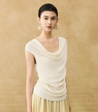 HECO Chinese style swing collar sleeveless knitted sweater T-shirt - HEART.