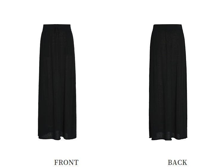 ZHUCHONGYUN black mulberry silk and linen blend drape knitted skirt-AIR.