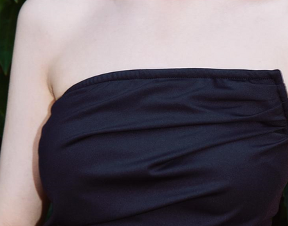 DOLLY Luxury Black Retro Chest Wrap Sleeveless Pleated Slim Fit Mermaid Dinner Dress-IVORY