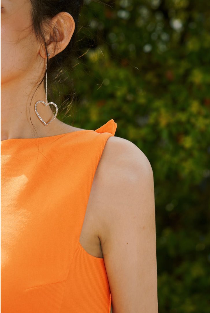 DOLLY Elegant Orange Sleeveless Slim Fit Irregular Hem Formal Dinner Dress-JOSEFINA