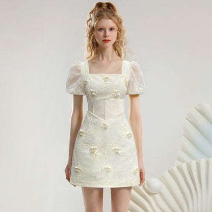 CHECOCRE Elegant Three-dimensional Bow Lace Sequin Dress - SINCERE