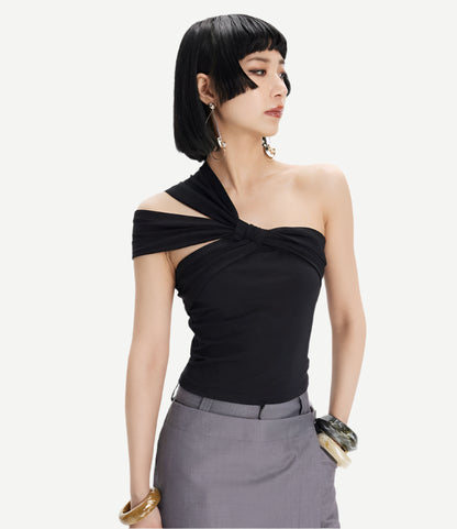 TINY IN knotted adjustable black top-MANS
