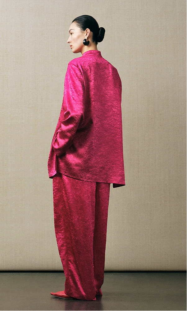 ZHUCHONGYUN oriental Chinese stand-up collar straight silhouette shirt--LOBEL.