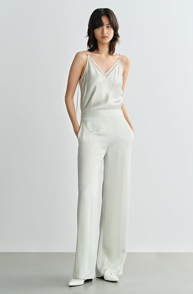 COMME MOI  Acetate Straight Leg green Pants - EMMA.