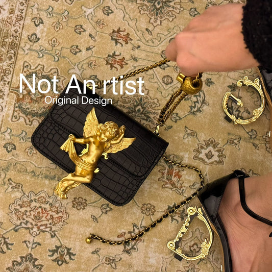 NOT AN ARTIST Vintage French antique light cross-body shoulder bag - RIGHT