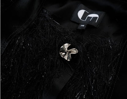 COMME MOI Lu Yan Designer's new women's high-end fringed sequin streamer long jacket - INDIA.