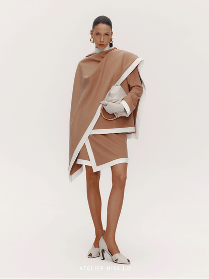 AtelierMissLu [Queen of the Wind] Old Money Wind Contrasting Sheep Wool Blend Scarf - HOLD
