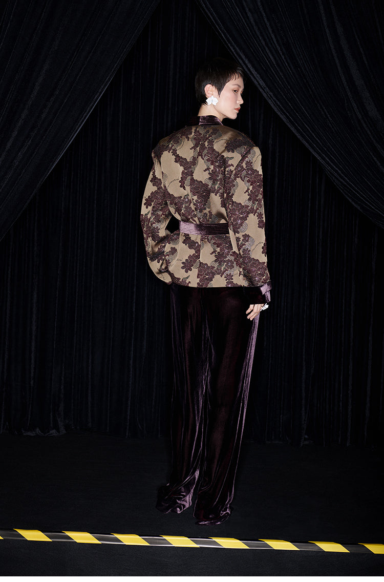 M essential Mackay designer brown tassel beaded broad-shouldered Jacket top - Soliy.