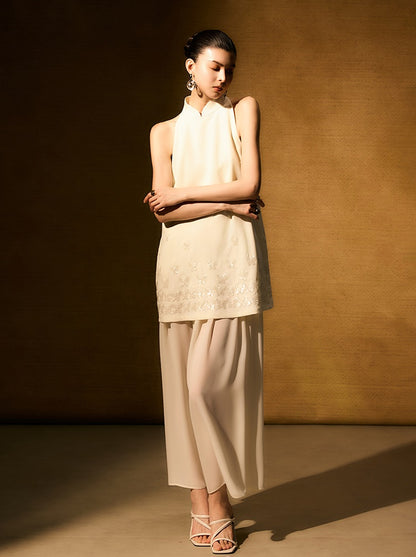 HECO Chinese butterfly sequin fake two-piece dress - CROWN.