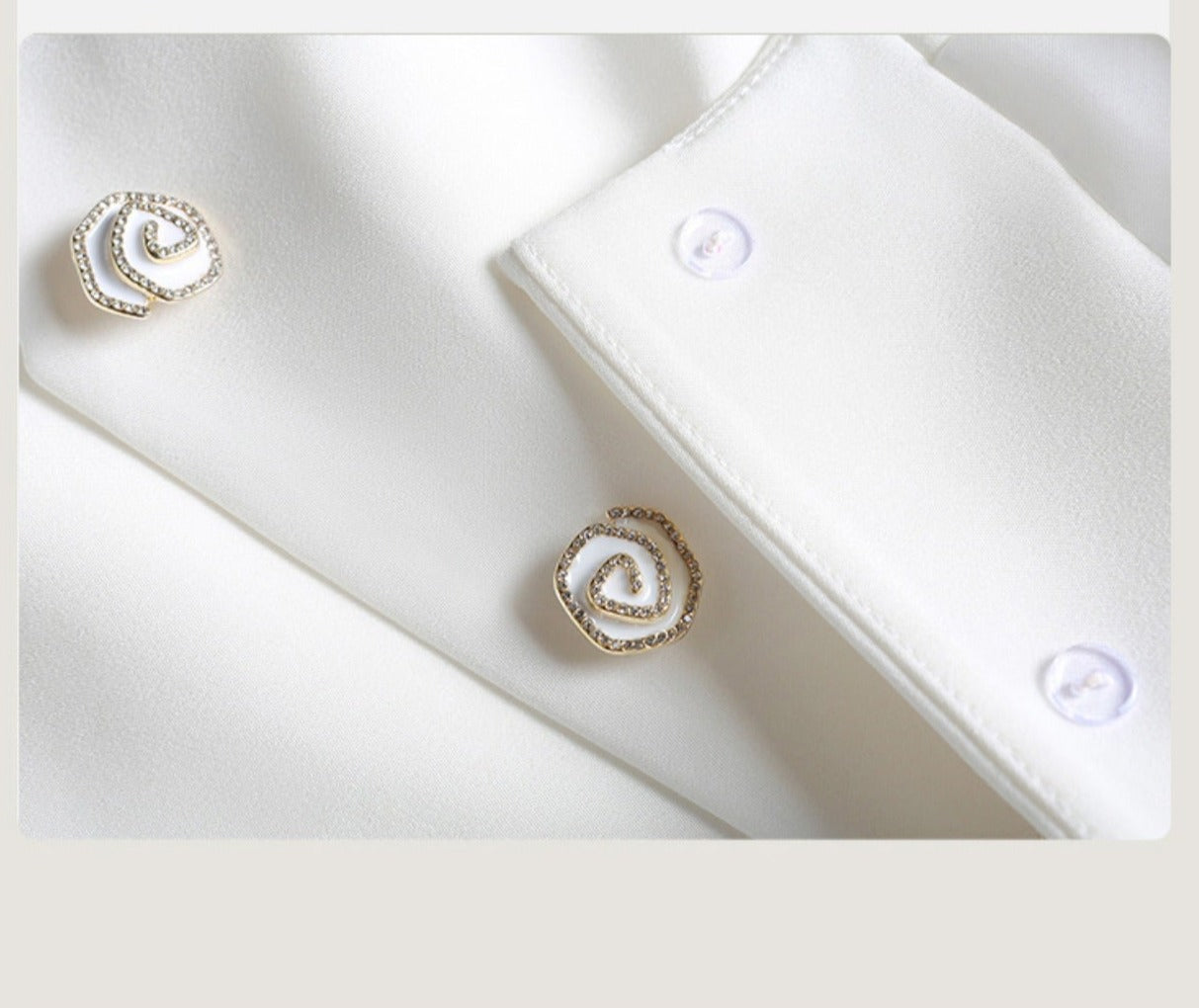 Magic Q  white rose embroidered high waist suit vest wide-leg pants set - Nelli