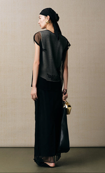 ZHUCHONGYUN jacquard round neck short sleeve T-shirt-WEBS.