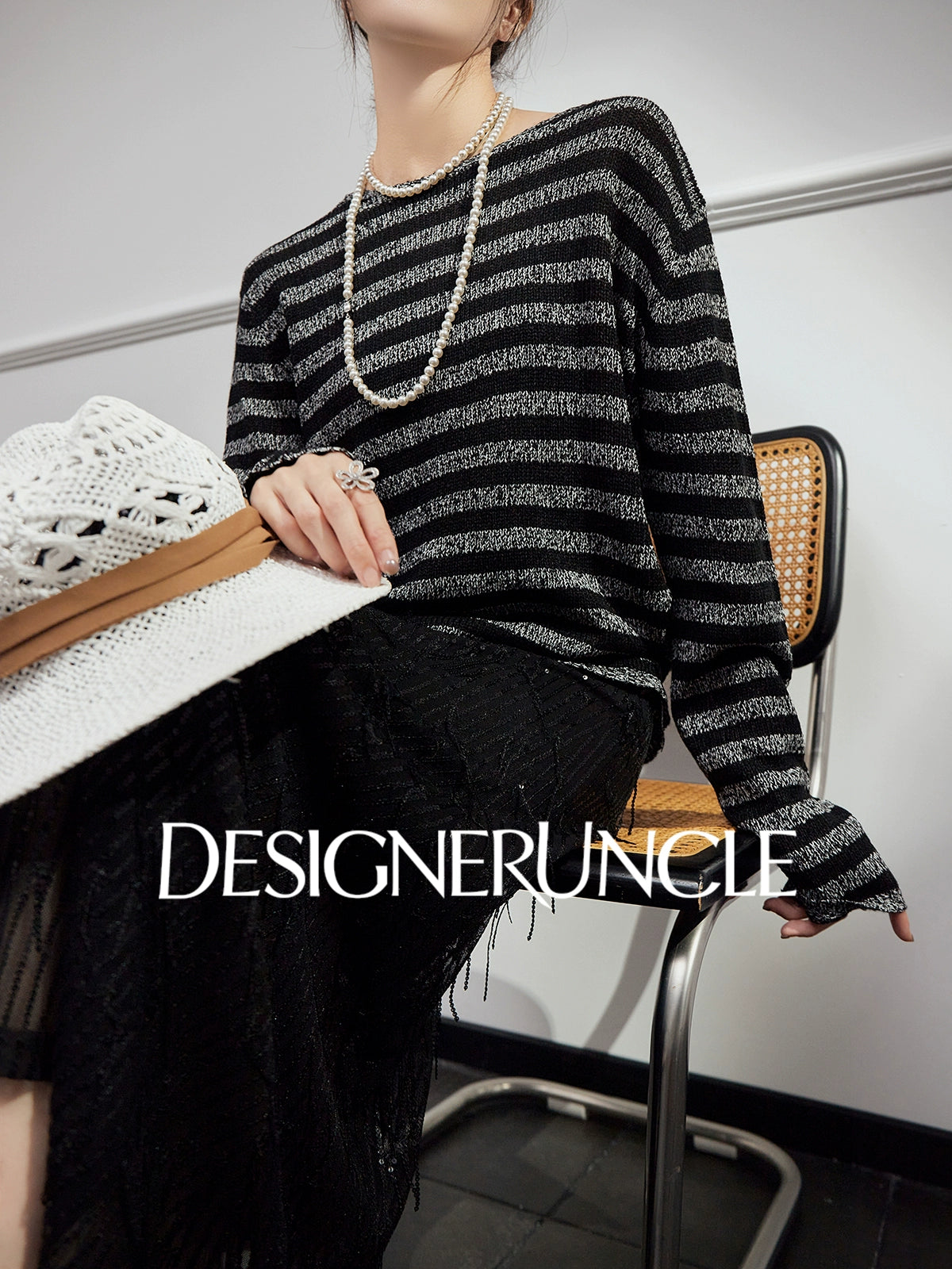 DGU "Ink Sequence" black and gray wool knitted sweater - DREAM.