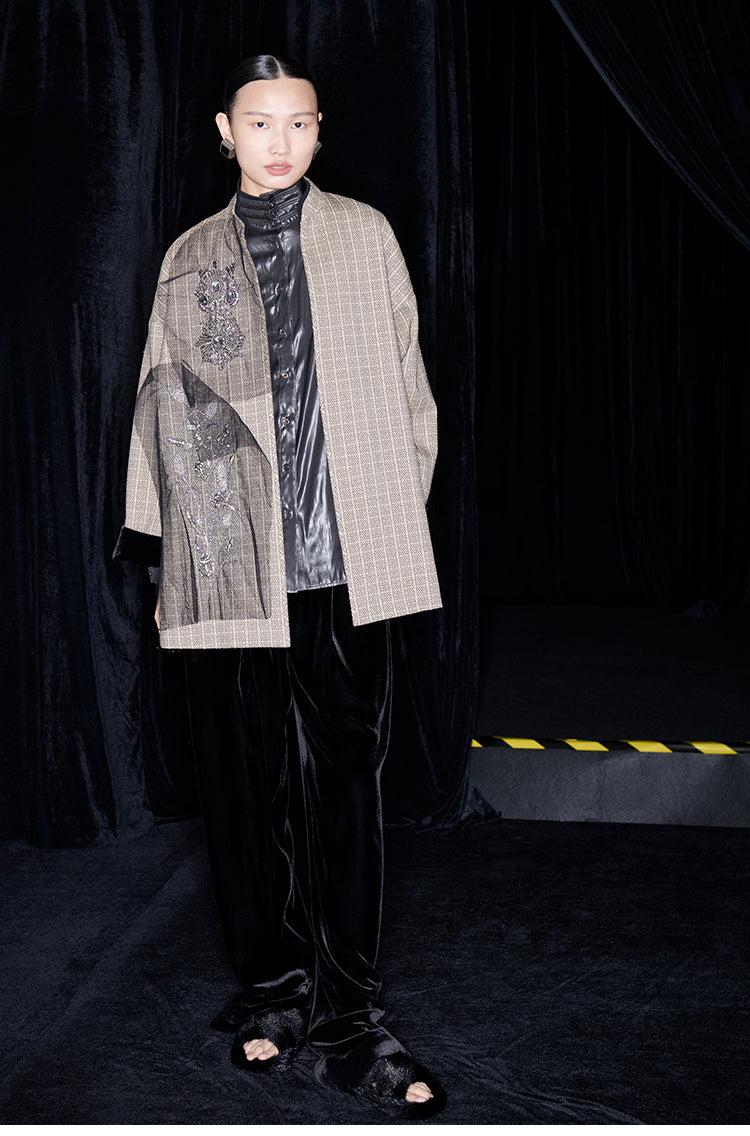 M essential Mackay designer brand embroidered new Chinese cardigan top - grunt.