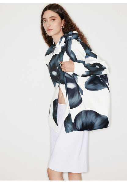 ATELIER MISS LU Spring/Summer brand fixed dyeing calla lily print shirt - TEE