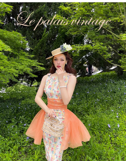 Le palais vintage vintage 50s elegant floral waist seal Hepburn dress - Charlotte