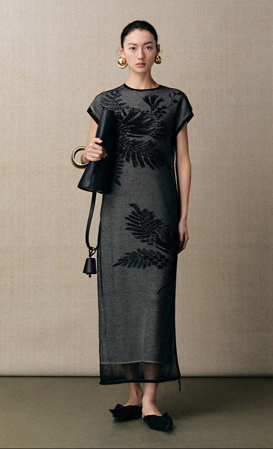 ZHUCHONGYUN Jacquard Chinese crewneck dress-OAR.