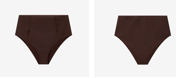 COMME MOI Summer Brown Retro High Waist Button Swim Trunks - LUNA.
