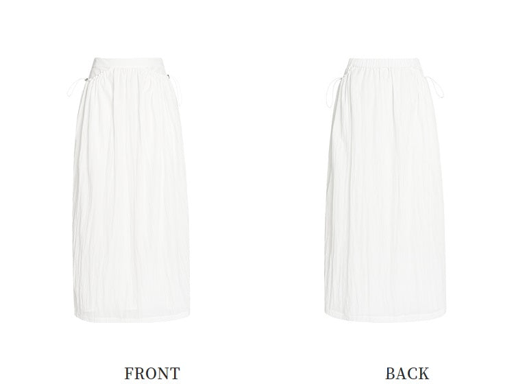 ZHUCHONGYUN white pleated adjustable pocket cocoon-shaped straight skirt-NODE.