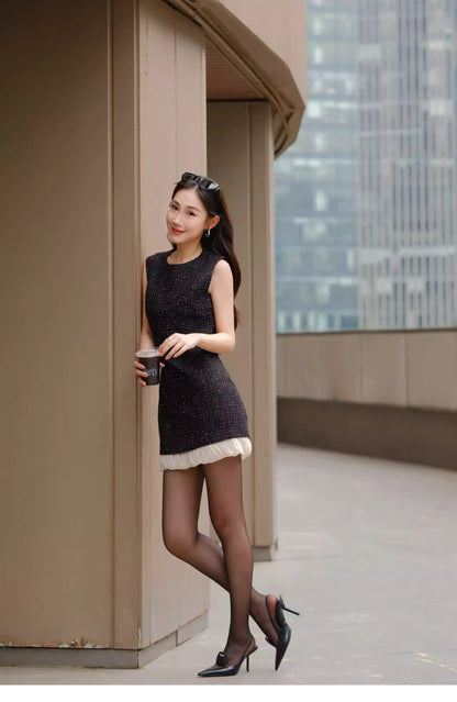 ATELIER MISS LU Hem Stitching Slim Small Fragrance Dress - HEIL