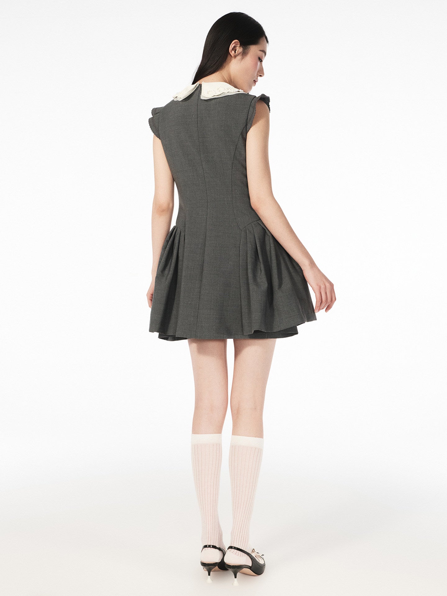 FAME embroidered beaded contrast collar dress - RIMA