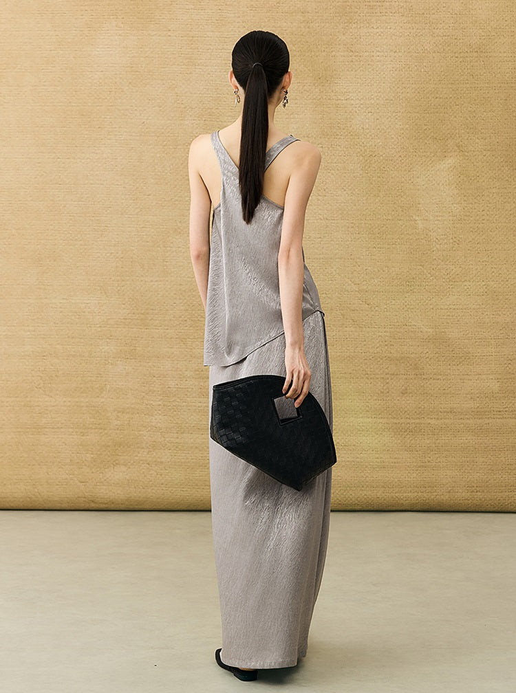 HECO Chinese Temperament Pearlescent High-Waisted High-End Texture Skirt - HELLS.