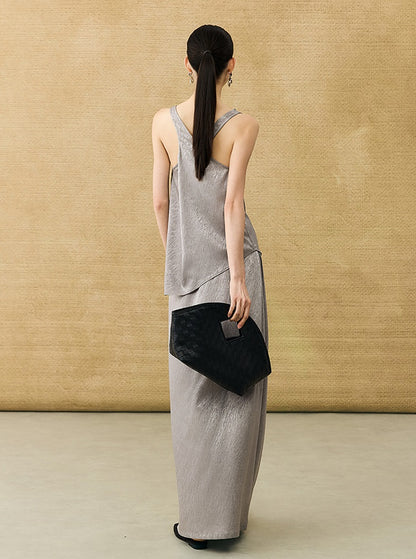 HECO Chinese Temperament Pearlescent High-Waisted High-End Texture Skirt - HELLS.