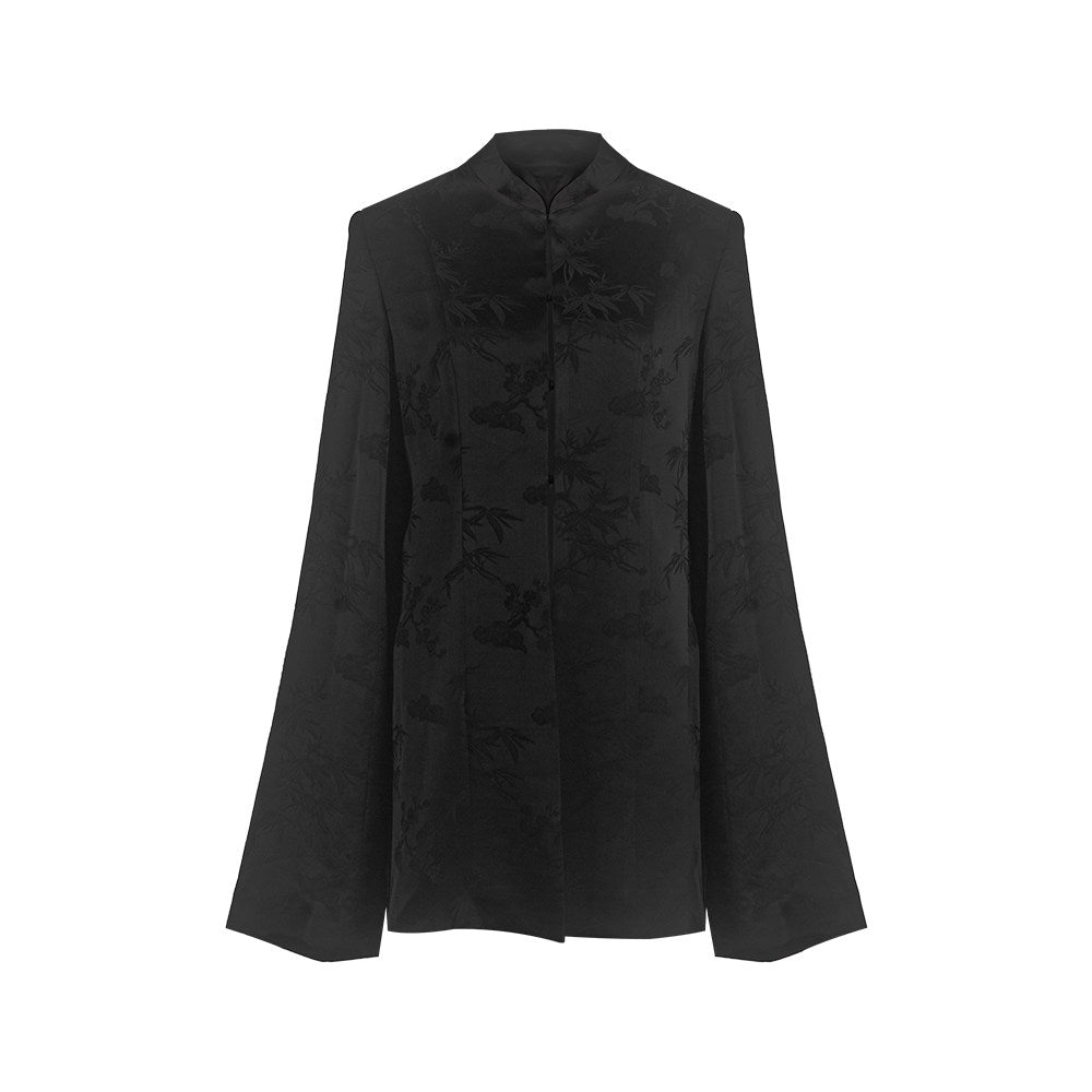 TUYUE Black Weave Stand Collar Slim Blazer - PRECIOUS.