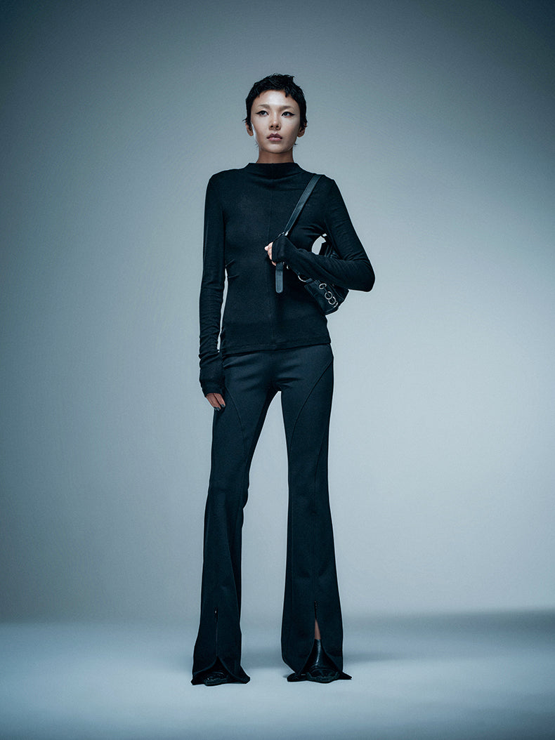ANNAKIKI three-dimensional fashion personality cutout pleated top-RYUSEI