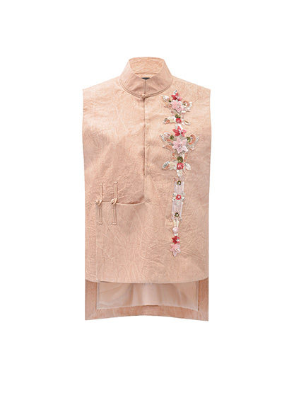 M essential Mackay designer 3d embroidery placket vest pencil skirt set- mar.