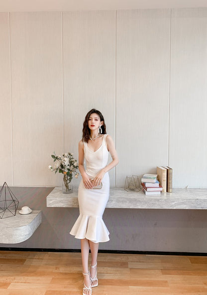 DOLLY Luxury French Style Sleeveless Slim Fit Long Fish Tail Banquet Dress-NARA