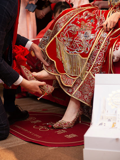 pjjuu Hexiu Wedding Dress Two Wear High Heels - EVERYTHING