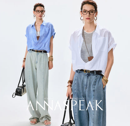 ANNASPEAK fashionable  cotton loose jeans-CHISA.