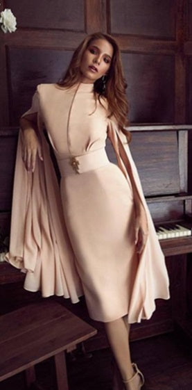 DOLLY Elegant Crew Neck Sleeveless Drape High Waist Wedding Guest Dress-LUNA