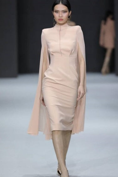 DOLLY Elegant Crew Neck Sleeveless Drape High Waist Wedding Guest Dress-LUNA