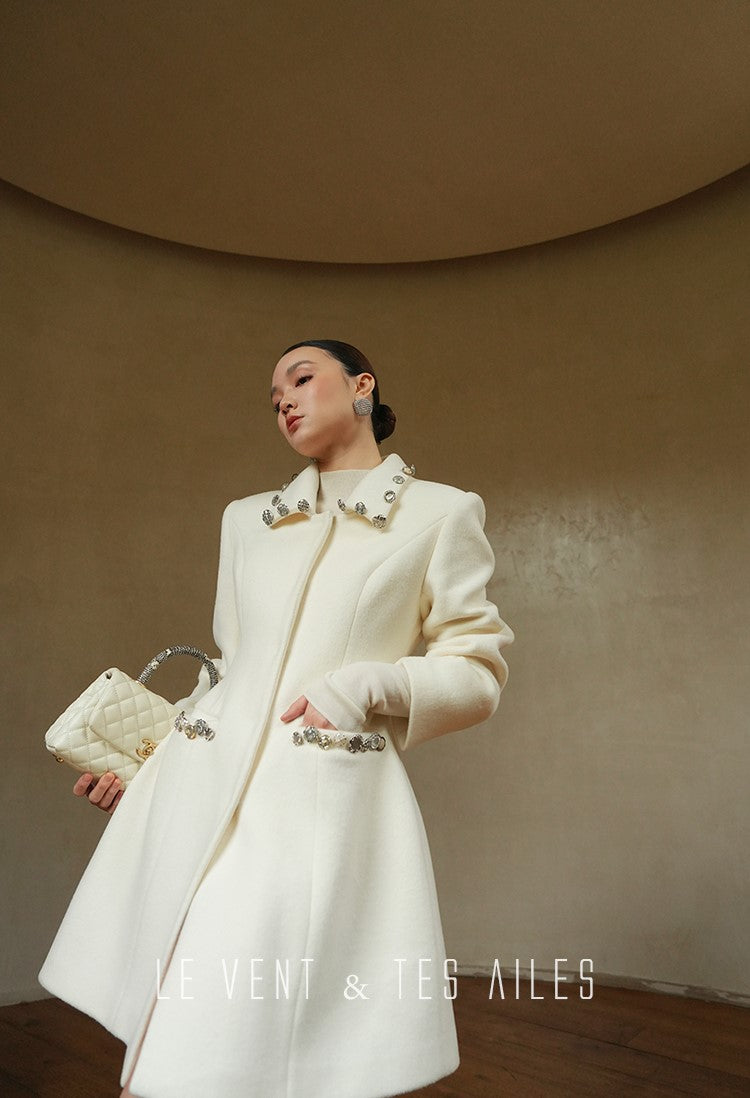 ジャケット・アウター 2000s STONE  WOOL COAT LE VENT&TES AILES Classic Stone button Wool Tweed Jacket Coat