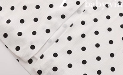 Le palais vintage black and white polka dot slim fit V-neck faux silk dress - MEEK.