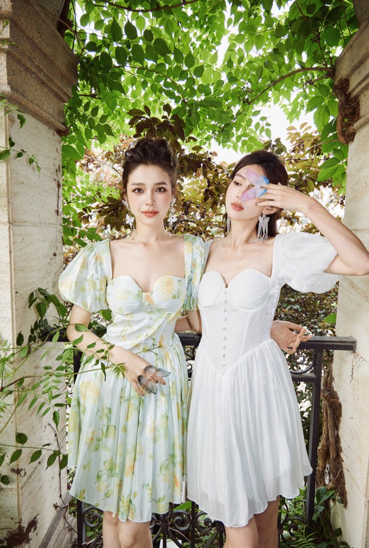 DOLLY Elegant Square Collar Short Sleeve Corset Top Backless Midi A-Line Dress-GISELA