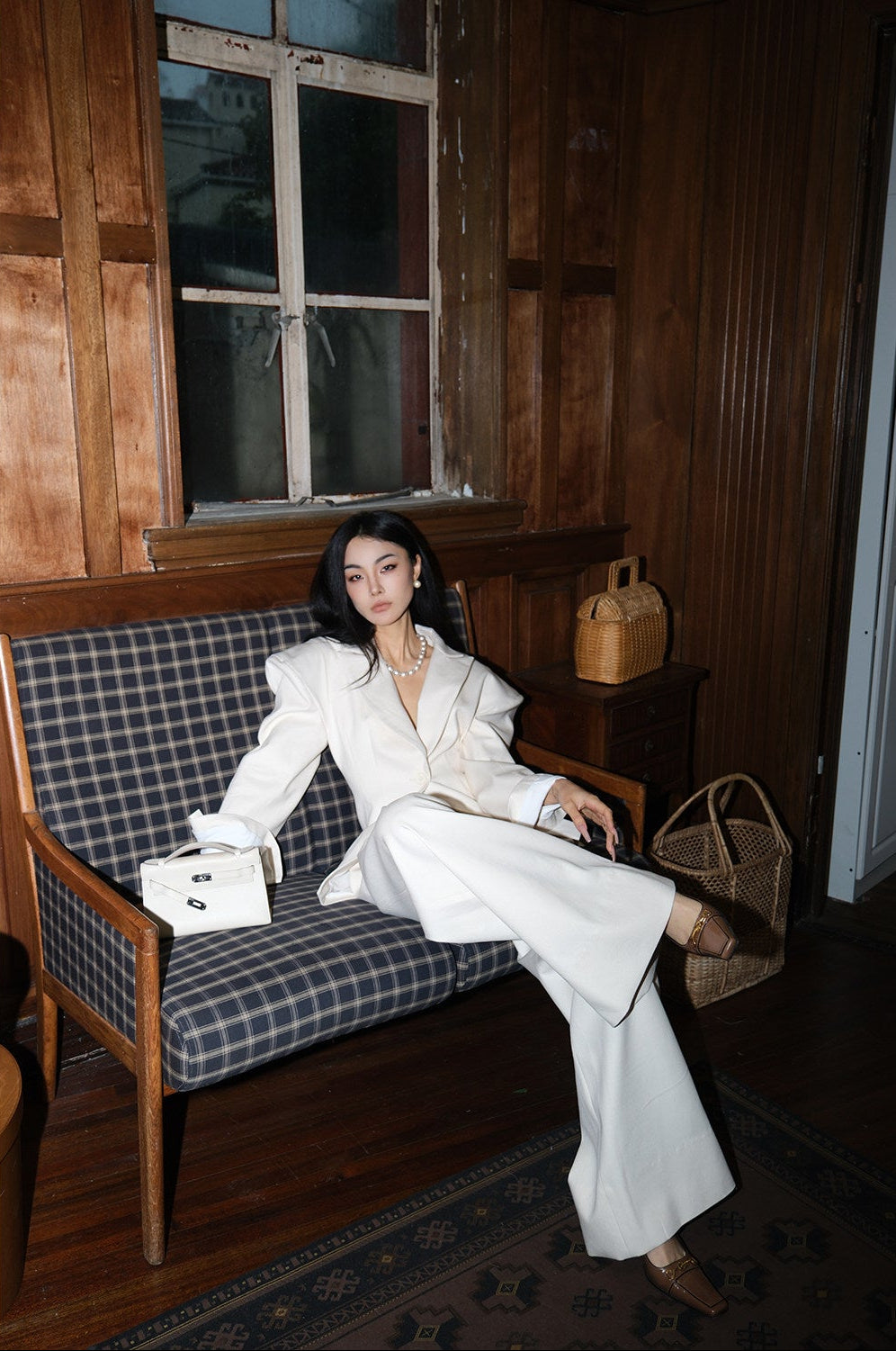 MEI SANGUAN Strong-Shoulder Blazer & Wide-Leg Pants Suit - BRIGHTON