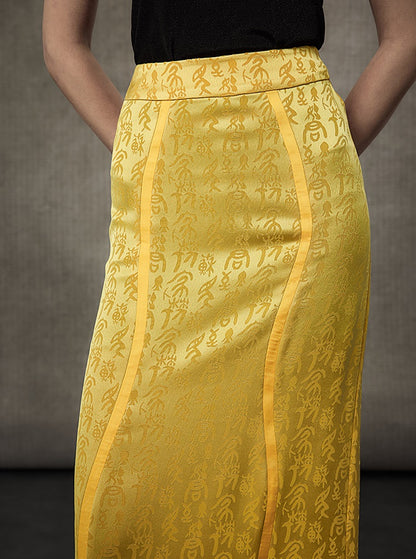 HECO Calligraphy Jacquard A-Line Elegant Skirt - SPIRIT.