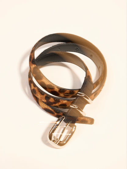 ANNASPEAK original top layer cowhide high-quality texture vintage leopard print belt-NIGE.