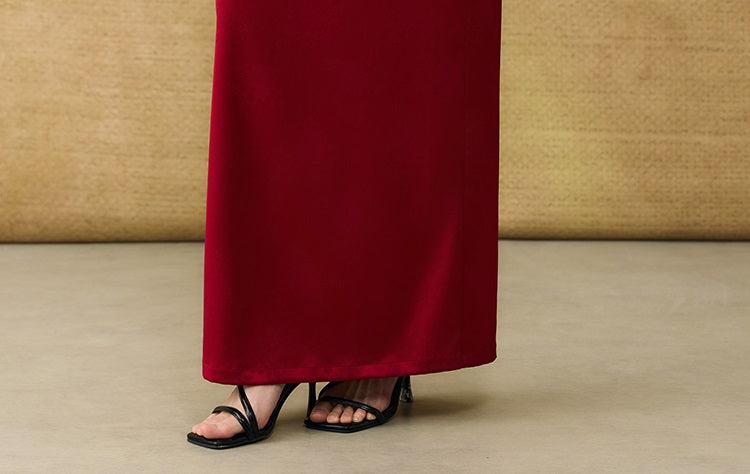 HECO Chinese acetate jacquard women's cool flesh covering elegant skirt - DATE.