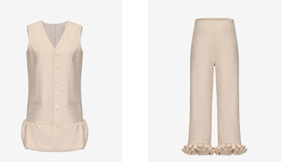 ATELIER MISS LU Genuine Hem Multilayer Rolled Straight Cropped Pants - JONAS