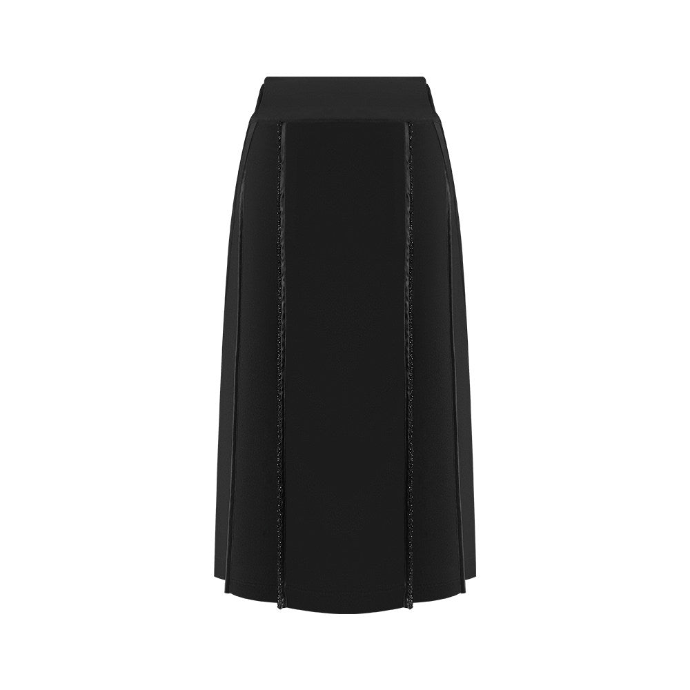 TUYUE Black Pleated Bead Elastic Waist Skirt - MONICA.