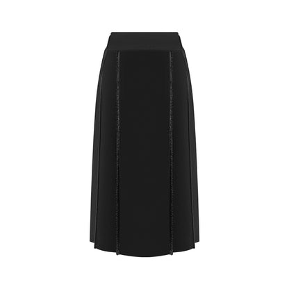 TUYUE Black Pleated Bead Elastic Waist Skirt - MONICA.